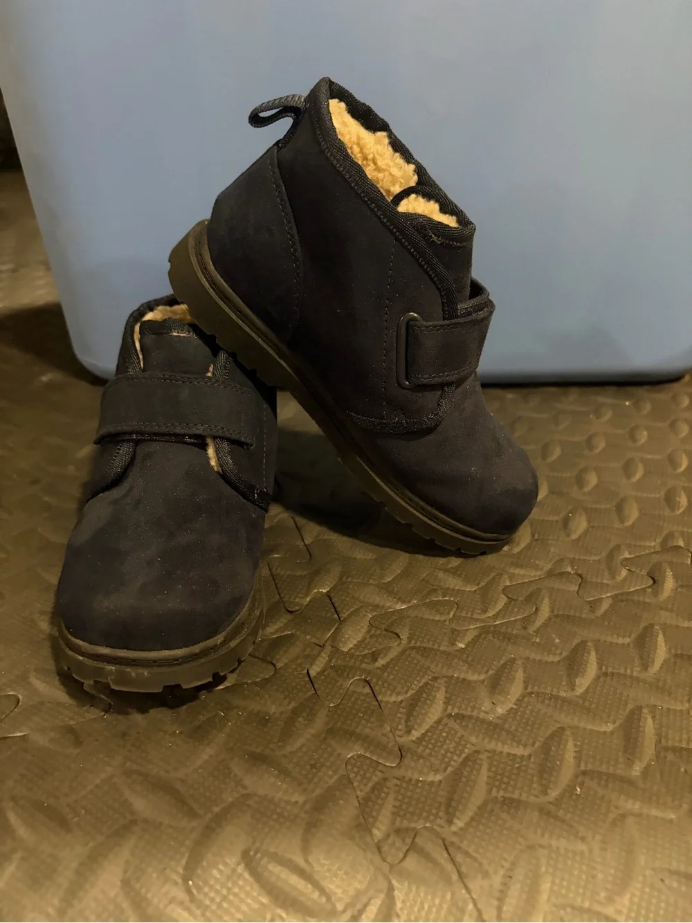 Target Kids Navy Faux-Fur Lined Hook-and-Loop Boots